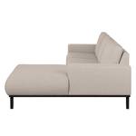 Ecksofa Eva I Webstoff Webstoff - Lichtgrau - Longchair davorstehend rechts - Braun - Eiche