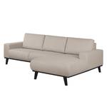 Ecksofa Eva I Webstoff Webstoff - Lichtgrau - Longchair davorstehend rechts - Braun - Eiche