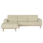 Hoekbank Eva II geweven stof - Kasjmier - Longchair vooraanzicht links - Beige - Eik