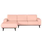 Ecksofa Eva II Webstoff Pastellapricot - Longchair davorstehend links - Braun - Eiche