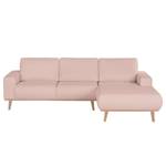 Ecksofa Eva II Webstoff Mauve - Longchair davorstehend rechts - Beige - Eiche