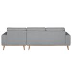 Ecksofa Eva II Webstoff Silber - Longchair davorstehend rechts - Beige - Eiche