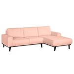 Ecksofa Eva II Webstoff Pastellapricot - Longchair davorstehend rechts - Braun - Eiche