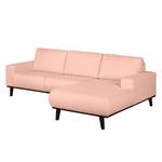 Ecksofa Eva II Webstoff Pastellapricot - Longchair davorstehend rechts - Braun - Eiche