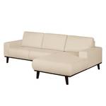 Ecksofa Eva II Webstoff Creme - Longchair davorstehend rechts - Braun - Eiche