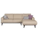 Ecksofa Eva II Webstoff Cappuccino - Longchair davorstehend rechts - Braun - Eiche