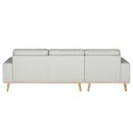 Ecksofa Eva III Webstoff Lichtgrau - Longchair davorstehend links - Beige - Eiche