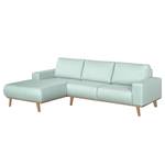 Ecksofa Eva III Webstoff Mint - Longchair davorstehend links - Beige - Eiche