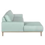 Ecksofa Eva III Webstoff Mint - Longchair davorstehend links - Beige - Eiche