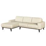 Ecksofa Eva III Webstoff Beige - Longchair davorstehend links - Braun - Eiche