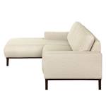 Ecksofa Eva III Webstoff Beige - Longchair davorstehend links - Braun - Eiche