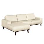 Ecksofa Eva III Webstoff Beige - Longchair davorstehend links - Braun - Eiche