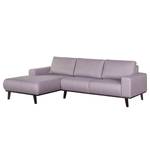 Ecksofa Eva III Webstoff Flieder - Longchair davorstehend links - Braun - Eiche