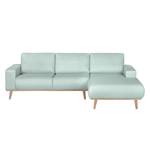 Ecksofa Eva III Webstoff Mint - Longchair davorstehend rechts - Beige - Eiche