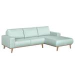 Ecksofa Eva III Webstoff Mint - Longchair davorstehend rechts - Beige - Eiche