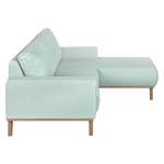 Ecksofa Eva III Webstoff Mint - Longchair davorstehend rechts - Beige - Eiche