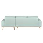 Ecksofa Eva III Webstoff Mint - Longchair davorstehend rechts - Beige - Eiche