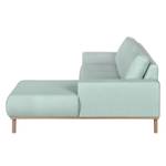 Ecksofa Eva III Webstoff Mint - Longchair davorstehend rechts - Beige - Eiche