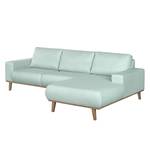 Ecksofa Eva III Webstoff Mint - Longchair davorstehend rechts - Beige - Eiche