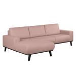 Ecksofa Eva I Webstoff Mauve - Longchair davorstehend links - Braun - Eiche