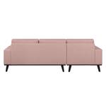 Ecksofa Eva I Webstoff Mauve - Longchair davorstehend links - Braun - Eiche