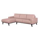 Ecksofa Eva I Webstoff Mauve - Longchair davorstehend links - Braun - Eiche