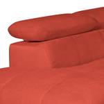 Canapé d'angle Ferch Velours - Rouge - Méridienne courte à gauche (vue de face)