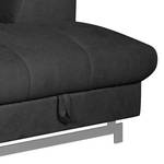 Ecksofa Ferch (mit Schlaffunktion) Velours - Schwarz - Longchair davorstehend rechts