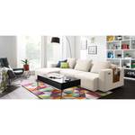 Ecksofa FINNY 2,5-Sitzer mit Longchair Webstoff Saia: Beige - Longchair davorstehend links - Sitztiefenverstellung