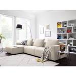 Ecksofa FINNY 2,5-Sitzer mit Longchair Webstoff Saia: Beige - Longchair davorstehend links - Keine Funktion