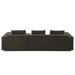 Ecksofa FINNY 2,5-Sitzer mit Longchair Webstoff Saia: Schwarz-Braun - Longchair davorstehend rechts - Keine Funktion