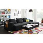 Ecksofa FINNY 2,5-Sitzer mit Longchair Webstoff Saia: Anthrazit - Longchair davorstehend rechts - Sitztiefenverstellung