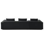 Ecksofa FINNY 3-Sitzer mit Longchair Webstoff Saia: Anthrazit - Longchair davorstehend links - Keine Funktion