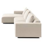 Ecksofa FINNY 3-Sitzer mit Longchair Webstoff Saia: Beige - Longchair davorstehend links - Keine Funktion