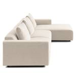 Hoekbank FINNY 3-zits met chaise longue geweven stof - Geweven stof Saia: Beige - Longchair vooraanzicht rechts - Geen functie