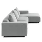 Ecksofa FINNY 3-Sitzer mit Longchair Webstoff Saia: Hellgrau - Longchair davorstehend rechts - Keine Funktion