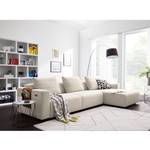 Ecksofa FINNY 3-Sitzer mit Longchair Webstoff Saia: Beige - Longchair davorstehend rechts - Sitztiefenverstellung