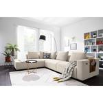 Ecksofa Finny IV Webstoff Saia: Beige - Ottomane davorstehend links - Sitztiefenverstellung