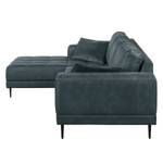 Ecksofa Flesk Antiklederlook Anthrazit - Ottomane davorstehend links - Ohne Hocker