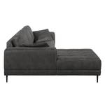 Ecksofa Flesk Antiklederlook Basalt - Ottomane davorstehend links - Ohne Hocker