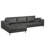 Ecksofa Flesk Antiklederlook Basalt - Ottomane davorstehend links - Ohne Hocker