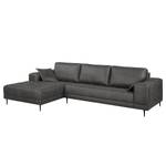 Ecksofa Flesk Antiklederlook Basalt - Ottomane davorstehend links - Ohne Hocker