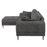 Ecksofa Flesk Antiklederlook Basalt - Ottomane davorstehend links - Ohne Hocker