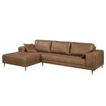 Ecksofa Flesk Antiklederlook Hellbraun - Ottomane davorstehend links - Ohne Hocker