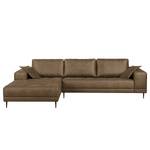 Ecksofa Flesk Antiklederlook Latte Macchiato - Ottomane davorstehend links - Ohne Hocker