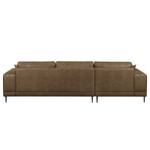 Ecksofa Flesk Antiklederlook Latte Macchiato - Ottomane davorstehend links - Ohne Hocker