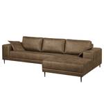 Ecksofa Flesk Antiklederlook Latte Macchiato - Ottomane davorstehend rechts - Ohne Hocker