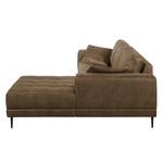 Ecksofa Flesk Antiklederlook Latte Macchiato - Ottomane davorstehend rechts - Ohne Hocker