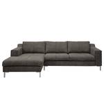 Ecksofa Fortune Antiklederlook Anthrazit - Longchair davorstehend links