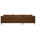 Ecksofa Fortune Antiklederlook Cognac - Longchair davorstehend links